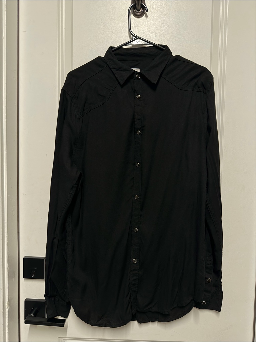 YoungLA Men’s Black Long Sleeve Snap Button Western Shirt Size Medium